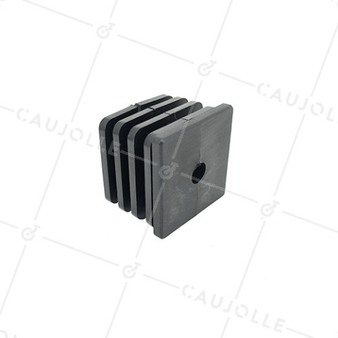 EMBOUT DE FIXATION POUR ROULETTE À OEIL DE 8MM ET TUBE CARRÉ DE 20MM ÉPAISSEUR 1,5MM • Caujolle