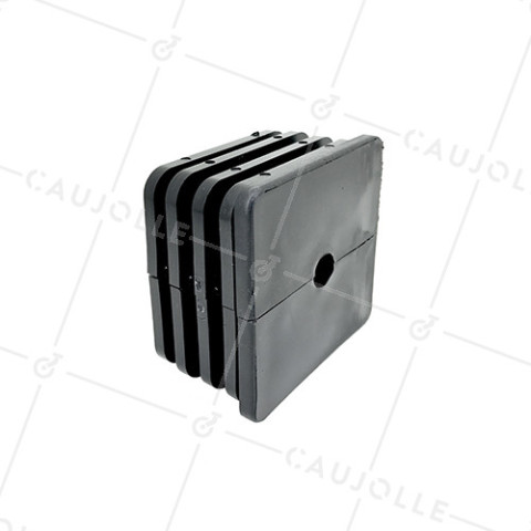 EMBOUT DE FIXATION POUR TUBE CARRÉ DE 70 MM EXTÉRIEUR / 66 MM INTÉRIEUR POUR ROULETTE À TROU DE 10 MM • Caujolle