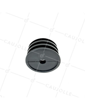 Embout de fixation pour roulette à oeil 10 mm et tube rond 60 mm