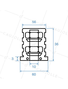 EMBOUT DE FIXATION POUR ROULETTE À OEIL DE 8MM ET TUBE CARRÉ DE 20MM ÉPAISSEUR 1,5MM