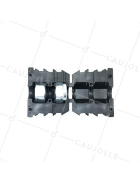 Embout de fixation pour roulette à oeil 12 mm et tube rond 50 mm