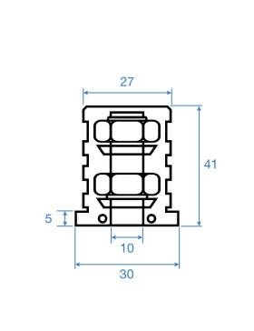 Embout de fixation pour roulette à oeil 10 mm et tube rond 30 mm