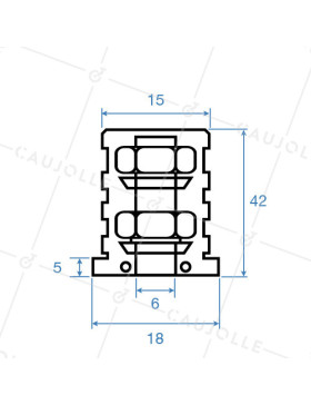 EMBOUT DE FIXATION POUR ROULETTE À OEIL DE 8MM ET TUBE CARRÉ DE 20MM ÉPAISSEUR 1,5MM