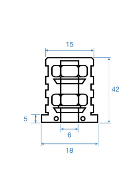 Embout de fixation pour roulette à oeil 6 mm et tube rond 18 mm