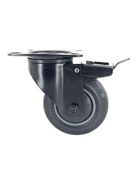 ROULETTE NOIRE DE MANUTENTION PIVOTANTE À FREIN CAOUTCHOUC DIAMÈTRE 100 MM CHARGE 100 KG - S2C 100N AF
