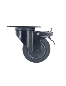ROULETTE NOIRE DE MANUTENTION PIVOTANTE À FREIN CAOUTCHOUC DIAMÈTRE 100 MM CHARGE 100 KG - S2C 100N AF