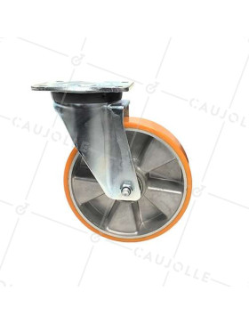 Swivel castor wheel polyurethane aluminium rim with brake 200 mm diameter load 800KG - S78AR 200