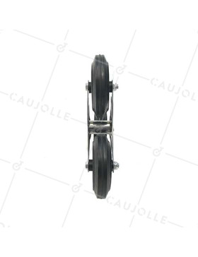 SUPPORT 3 ROUES EN CAOUTCHOUC NOIR POUR DIABLE ESCALIER CHARGE 200 KG AXE 20 MM BILLES