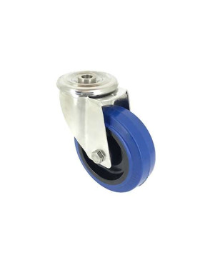 Swivel castor wheel STAINLESS STEEL 100 mm diameter supple rubber 