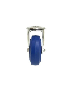 ROULETTE INOX EN CAOUTCHOUC ÉLASTIQUE À OEIL DIAMÈTRE 100 MM CHARGE 150 KG À FIXATION DE 12 MM - INOXO100 BLEUE