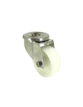 ROULETTE À OEIL EN INOX ET NYLON DIAMÈTRE 80 MM CHARGE 150 KG À FIXATION DE 12 MM -INOX O 80 