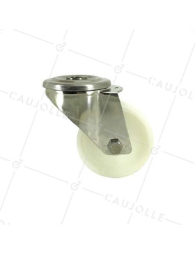 ROULETTE À OEIL EN INOX ET NYLON DIAMÈTRE 80 MM CHARGE 150 KG À FIXATION DE 12 MM -INOX O 80 