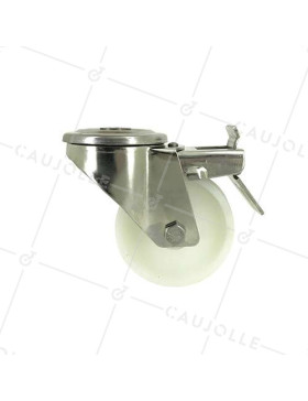Swivel castor wheel STAINLESS STEEL 80 mm diameter nylon 