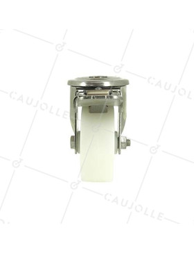 ROULETTE À OEIL À FREIN INOX EN NYLON DIAMÈTRE 80 MM CHARGE 150 KG À FIXATION DE 12 MM - INOX O 80AF