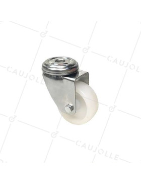 NYLON GOODS HANDLING CASTOR WITH CENTRE EYE 65 MM DIAMETER 60 KG MAX LOAD - S06N65  • Caujolle