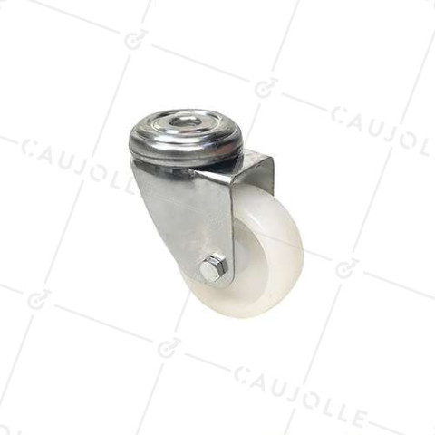 NYLON GOODS HANDLING CASTOR WITH CENTRE EYE 65 MM DIAMETER 60 KG MAX LOAD - S06N65  • Caujolle
