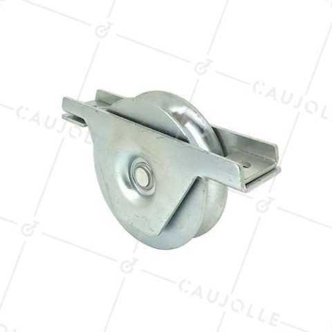EMBEDDED DOOR ROLLER WHEEL ASSEMBLY ROUND GROOVE DIAMETER 100 MM FOR ROUND 16 MM RAIL MAX LOAD 370 KG • Caujolle