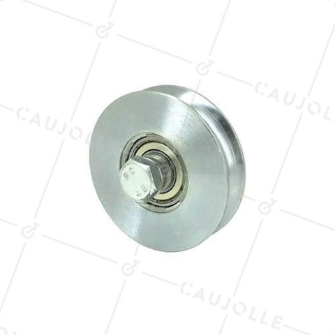 ROUE DE PORTAIL COULISSANT À GORGE RONDE DIAMÈTRE 90 MM POUR RAIL ROND DE 16 MM CHARGE 350 KG AXE 14 MM - GAGR90 • Caujolle