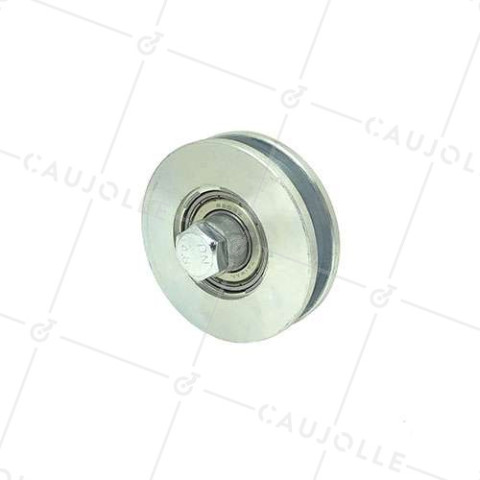 NARROW SQUARE DOOR ROLLER WHEEL 80 MM DIAMETER FOR 10 MM SQUARE RAIL 300 KG MAX LOAD 12 MM BORE • Caujolle