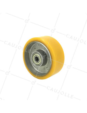 INDUSTRIAL POLYURETHANE WHEEL DIAMETER 100 MM MAX LOAD 250 KG BORE 12 MM BEARINGS - S2013 100 • Caujolle