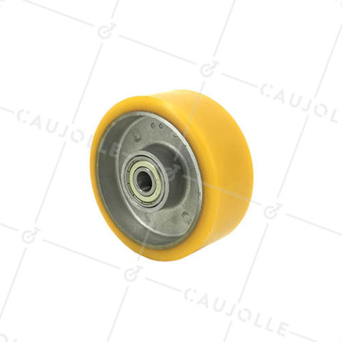 INDUSTRIAL POLYURETHANE WHEEL DIAMETER 100 MM MAX LOAD 250 KG BORE 12 MM BEARINGS - S2013 100 • Caujolle