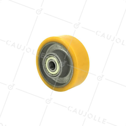 INDUSTRIAL POLYURETHANE WHEEL DIAMETER 80 MM MAX LOAD 200 KG BORE 12 MM BEARINGS - S2013 80 • Caujolle