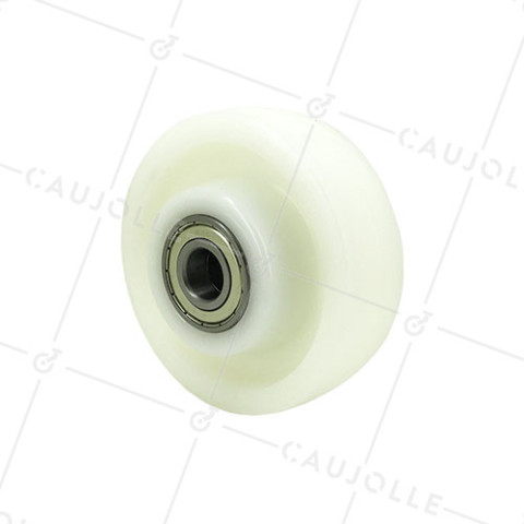 ROUE EN NYLON RENFORCÉ DIAMÈTRE 125 MM CHARGE 600 KG AXE 20 MM ET ROULEMENT BILLES - S2480 125 RB20 • Caujolle