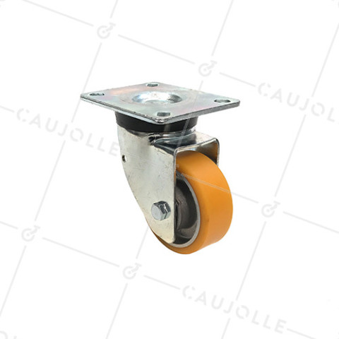 Castor SWIVEL CASTOR IN POLYURETHANE ALUMINUM RIM DIAMETER 80 MM LOAD 180KG - S74AR 80 • Caujolle