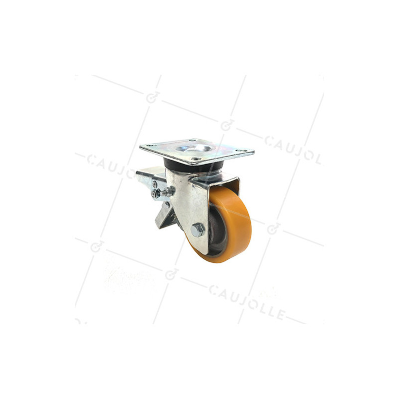 ROULETTE PIVOTANTE EN POLYURÉTHANE JANTE ALUMINIUM DIAMÈTRE 80 MM CHARGE 180KG - S74AR 80
