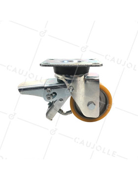 ROULETTE PIVOTANTE EN POLYURÉTHANE JANTE ALUMINIUM DIAMÈTRE 80 MM CHARGE 180KG - S74AR 80