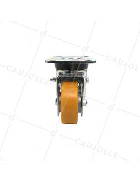 ROULETTE PIVOTANTE EN POLYURÉTHANE JANTE ALUMINIUM DIAMÈTRE 80 MM CHARGE 180KG - S74AR 80
