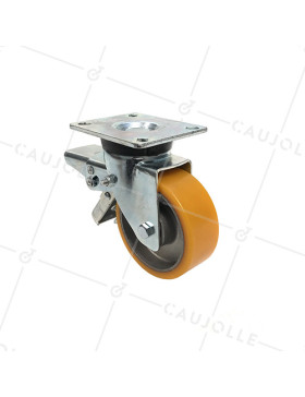 ROULETTE PIVOTANTE EN POLYURÉTHANE JANTE ALUMINIUM DIAMÈTRE 100 MM CHARGE 200KG - S74AR 100AF • Caujolle