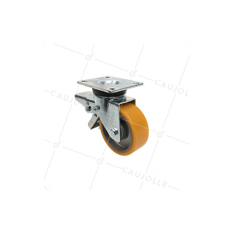 ROULETTE PIVOTANTE EN POLYURÉTHANE JANTE ALUMINIUM DIAMÈTRE 80 MM CHARGE 180KG - S74AR 80
