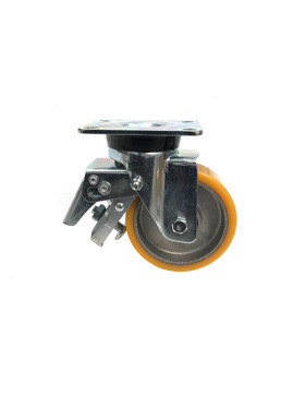 ROULETTE PIVOTANTE EN POLYURÉTHANE JANTE ALUMINIUM DIAMÈTRE 80 MM CHARGE 180KG - S74AR 80