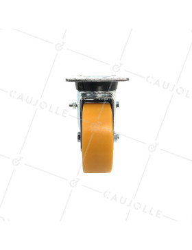 ROULETTE PIVOTANTE EN POLYURÉTHANE JANTE ALUMINIUM DIAMÈTRE 80 MM CHARGE 180KG - S74AR 80