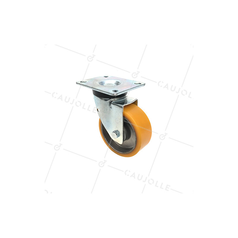 ROULETTE PIVOTANTE EN POLYURÉTHANE JANTE ALUMINIUM DIAMÈTRE 80 MM CHARGE 180KG - S74AR 80