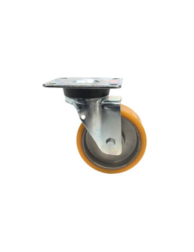 ROULETTE PIVOTANTE EN POLYURÉTHANE JANTE ALUMINIUM DIAMÈTRE 80 MM CHARGE 180KG - S74AR 80