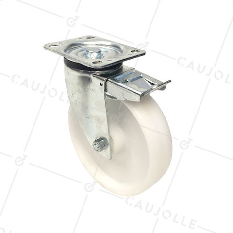 ROULETTE DE MANUTENTION À FREIN EN POLYPROPYLÈNE DIAMÈTRE 200 MM CHARGE 200 KG - S74P 200AF • Caujolle