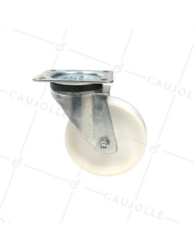ROULETTE DE MANUTENTION PIVOTANTE EN NYLON DIAMÈTRE 125 MM CHARGE 300KG - S76N 125