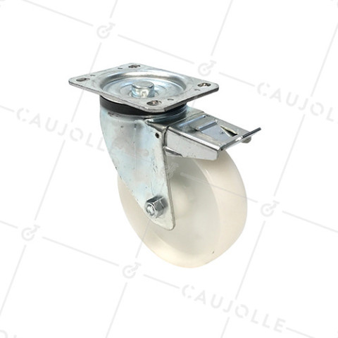 ROULETTE DE MANUTENTION PIVOTANTE À FREIN EN NYLON DIAMÈTRE 160 MM CHARGE 380KG - S76N 160AF • Caujolle