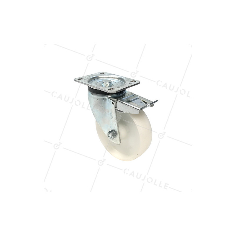 ROULETTE DE MANUTENTION PIVOTANTE À FREIN EN NYLON DIAMÈTRE 160 MM CHARGE 380KG - S76N 160AF
