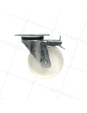 ROULETTE DE MANUTENTION PIVOTANTE À FREIN EN NYLON DIAMÈTRE 160 MM CHARGE 380KG - S76N 160AF