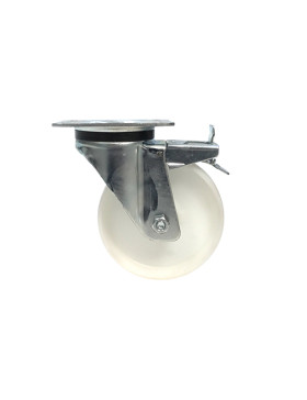 ROULETTE DE MANUTENTION PIVOTANTE À FREIN EN NYLON DIAMÈTRE 160 MM CHARGE 380KG - S76N 160AF