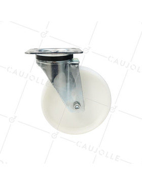 ROULETTE DE MANUTENTION PIVOTANTE EN NYLON DIAMÈTRE 125 MM CHARGE 300KG - S76N 125