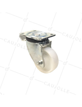 ROULETTE DE MANUTENTION PIVOTANTE À FREIN RENFORCÉE EN NYLON DIAMÈTRE 125 MM CHARGE 600KG - S78N 125AF • Caujolle