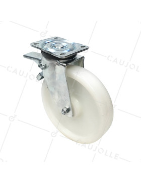 ROULETTE DE MANUTENTION PIVOTANTE À FREIN RENFORCÉE EN NYLON DIAMÈTRE 250 MM CHARGE 1000KG - S78N 250AF • Caujolle