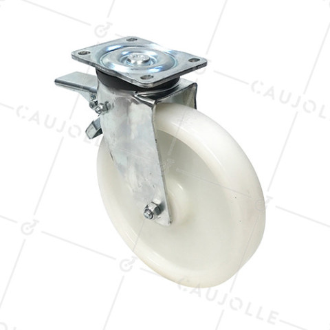 ROULETTE DE MANUTENTION PIVOTANTE À FREIN RENFORCÉE EN NYLON DIAMÈTRE 250 MM CHARGE 1000KG - S78N 250AF • Caujolle