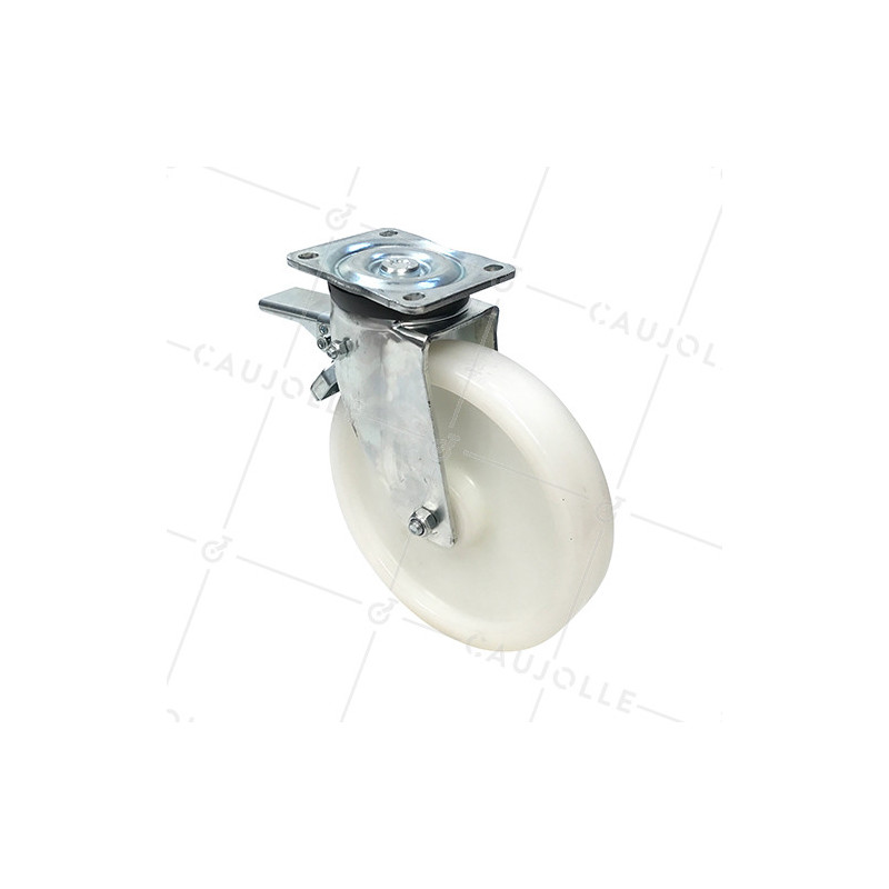 ROULETTE DE MANUTENTION PIVOTANTE À FREIN RENFORCÉE EN NYLON DIAMÈTRE 250 MM CHARGE 1000KG - S78N 250AF