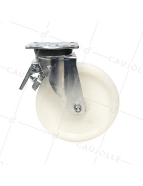 ROULETTE DE MANUTENTION PIVOTANTE À FREIN RENFORCÉE EN NYLON DIAMÈTRE 250 MM CHARGE 1000KG - S78N 250AF