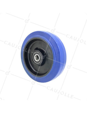 ROUE DE TRANSPALETTE ELASTIQUE NON TACHANTE DIAMÈTRE 200 MM CHARGE 450 KG AXE 20 MM A BILLES- S2015 200 • Caujolle